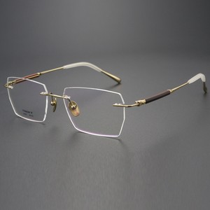 Occhiali Senza Montatura H2400 in Titanio Puro e Legno di Palissandro, Design Unisex Durevole per Tutti i Tipi di Viso, Moda 2025 - Product Image 1
