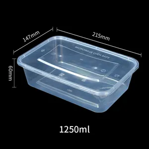 Takeaway Customize Packing Box Clear Rectangular PP Microwaveable Plastic Lunch Box Food Containers