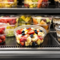 Grand saladier transparent en PET avec couvercle à clipser, couvercle séparé, jetable, écologique, pour fruits coupés frais, sushi, nouilles, qualité alimentaire