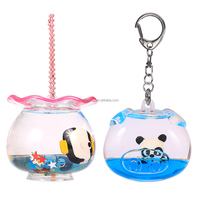 Porte-clés en acrylique en forme d'aquarium, cadeau promotionnel personnalisé et souvenir, pendentif créatif liquide décoratif pour sac