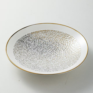 Ensemble de plats de service ronds en céramique blanche et dorée de luxe, plats de <span class=keywords><strong>traiteur</strong></span>, plats à dessert en porcelaine - Product Image 3
