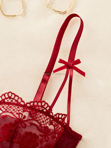 ชุดชั้นในลูกไม้สีเบอร์กันดีสุดหรู ผ้าตาข่ายบางเบา ชุดชั้นในเซ็กซี่สำหรับผู้หญิง ชุดเดรสสุดเซ็กซี่สำหรับผู้หญิงวัยผู้ใหญ่ ชุดชั้นในเซ็กซี่สำหรับผู้หญิง - Product Image 5