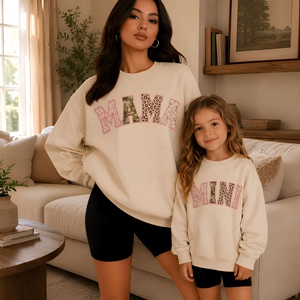 เสื้อสเวตเชิ้ตแม่ลูกแบบกำหนดเอง ปักลาย MAMA MINI แขนยาว เสื้อฮู้ดผู้หญิงและเด็ก - Product Image 1