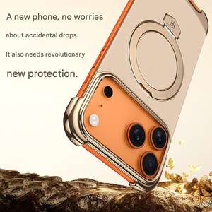 เคสหนัง PU แบบไร้ขอบ ชุบเคลือบ สำหรับ iPhone 17 13 14 15 16 <span class=keywords><strong>Pro</strong></span> Max 17 Air พร้อมขาตั้งแม่เหล็กแบบซ่อน - Product Image 3