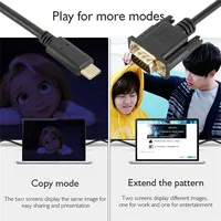 1.8m USB3.1 tipe-c ke VGA 1080P 60Hz kabel dengan PVC jaket Untuk proyektor mikrofon Speaker Monitor DVD Player