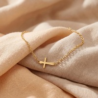 Bracelet minimaliste ZG avec breloque croix en acier inoxydable plaqué or 18 carats, bijoux de mode inaltérables pour femme