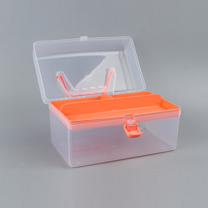 Transparent Plastic Tool Box Double Layer Nail Art Storage Organizer For Kids Rectangle 2.4L PP Material - Product Image 2