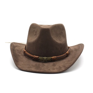 Nuevo Sombrero Vaquero Occidental con Borde Curvo de Gamuza para Hombre y Mujer, Sombrero de Viaje para Exteriores con Ala Enrollada, Estilo Étnico, Poliéster/Algodón, Cuatro Estaciones - Product Image 5
