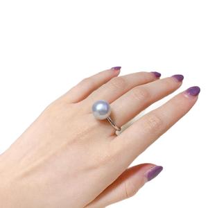 Bague en perle naturelle de 12-13 mm de Zhuji Wholesale, design simple en argent épais, polyvalente et tendance pour un usage personnel ou un cadeau - Product Image 5