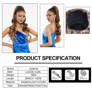 <span class=keywords><strong>Juliana</strong></span> Venta al por mayor Futura Fibra Afro Yaki Postizos rizados sueltos Extensiones de cabello con cordón sintético resistente al calor - Product Image 3