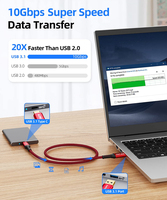 Kabel Data USB 3.2 A To USB-C M/M 3.1 Gen 2 10Gbps kustom pabrik untuk Hard Drive SSD eksternal