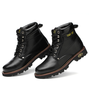 Vente en gros bon marché Bottes de travail à bout d'acier robustes Crazy Horse Chaussures de sécurité imperméables pour hommes et femmes Saison d'hiver - Product Image 3