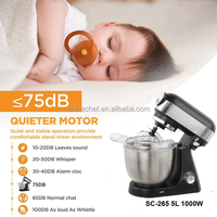 Batteur sur socle électrique multifonction SOHEF 1000W 5QT en acier inoxydable moulé sous pression avec bol mélangeur et tête inclinable, contrôlable par application