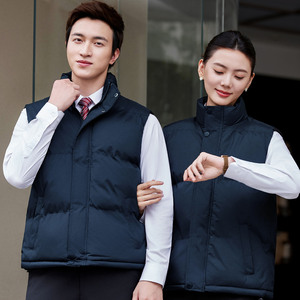 Chalecos de Algodón Personalizados para Otoño e Invierno con Impresión de Logotipo, Ropa de Trabajo Profesional, Chalecos Ejecutivos de Poliéster de Color Negro Sólido - Product Image 2