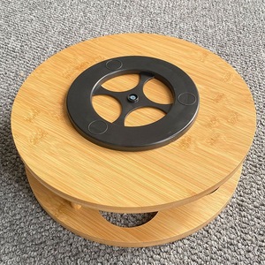 Bamboo <b>Rotating</b> Kitchen Storage <b>Rack</b> With Bottle Holder For Oil Vinegar <b>Spices</b> And Utensils 32x32x7.5cm Natural Color - Product Image 4
