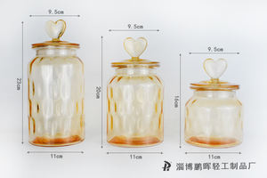 โหลแก้วใส่ลูกกวาดสีเหลืองขนาด20ออนซ์พร้อมฝาปิดสุญญากาศรูปหัวใจสำหรับคุกกี้น้ำตาลข้าวโอ๊ตธัญพืชชาถั่วที่เก็บ - Product Image 6