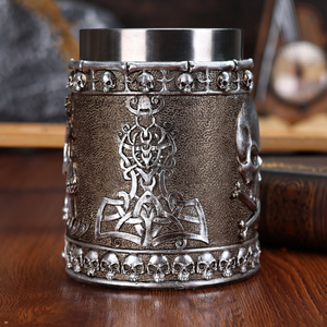 Taza de Café de <span class=keywords><strong>Calavera</strong></span> de Acero Inoxidable Gótica 3D al por Mayor, Taza de Café Creativa de Resina con Cristales de Diamante para Halloween - Product Image 5