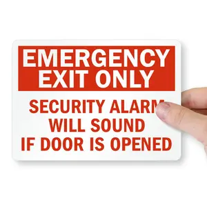 Alarm keamanan hanya keluar darurat akan bersuara jika pintu dibuka label stiker, poliester dilaminasi dengan perekat superstik
