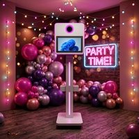 Photomaton à cadre métallique 9:16, ordinateur tout-en-un, photomaton de fête, photomaton de mariage avec lumières RGB et boîte volante