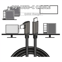Câble d'extension USB-C vers Type-C de 20 cm à 90 degrés avec charge rapide 5A/6A pour MacBook, iPad Pro, Nintendo Switch, imprimante et plus encore