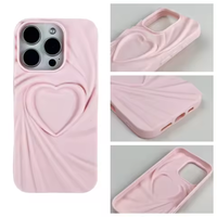 Coque de téléphone 3D en TPU froissé en forme de cœur, antichoc et anti-rayures pour iPhone 17 16 15 14 13 12 – Protection optimale