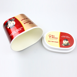 130ml 470ml dùng một lần hình dạng hình bầu dục chất lượng cao Ice Cream cốc giấy Ice Cream bồn tắm hình dạng với PP nắp muỗng thực phẩm container - Product Image 3