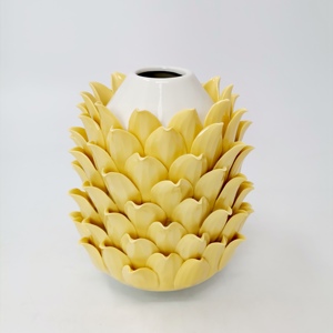 Vase en céramique nordique haut degré fait à la main, feuilles 3D brillantes, Vase contemporain pour la décoration de la maison, fleur de luxe, mariage personnalisé, 8 pouces - Product Image 5