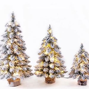 Mini sapin de Noël artificiel de haute qualité, en peluche, effet neige, résistant aux flammes, écologique, décoration de table pour les fêtes - Product Image 1