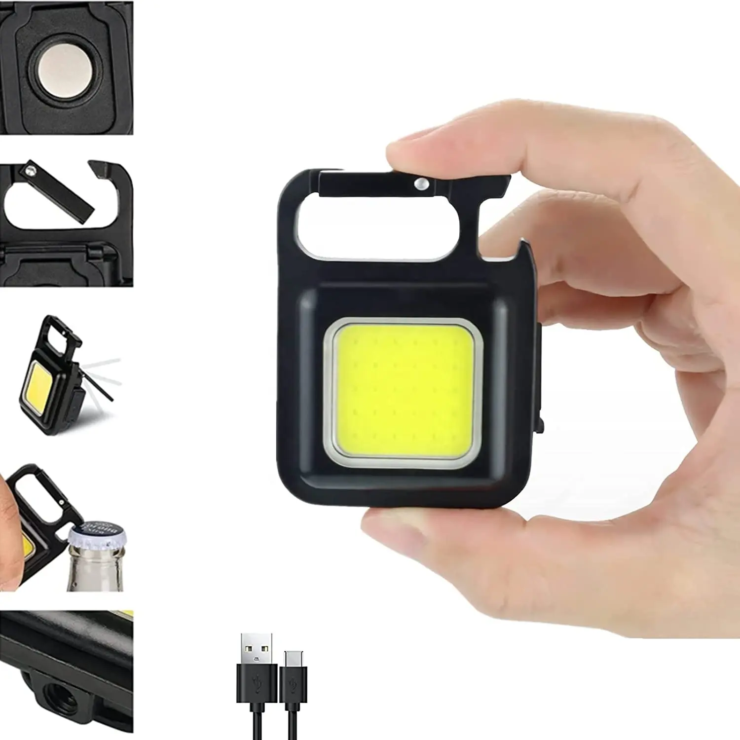 3 Light Modes COB Mini Flashlights 800 Lumens Rechargeable Flashlight Portable Pocket Keychain Light Flashlight