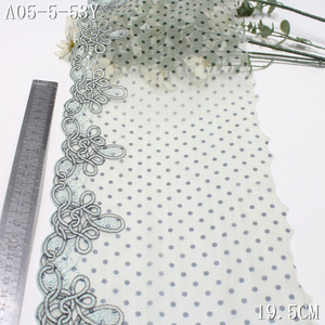 Passamaneria in pizzo ricamato verde retrò da 20 cm <span class=keywords><strong>con</strong></span> motivo a pois per reggiseni e abiti, tessuto ricamato in rete di alta qualità dal Vietnam - Product Image 3