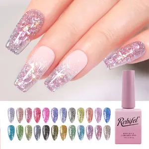 Grosir Label Pribadi Logo Kuku Kecantikan Bling Glitter Gel Polish