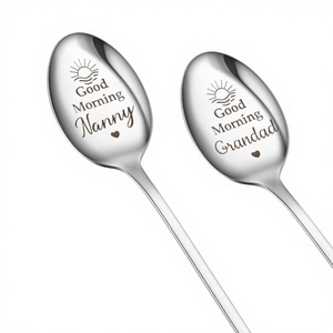 Cuillères en acier inoxydable gravées « Bonne Matinée » avec motif cœur – Cadeaux <span class=keywords><strong>pour</strong></span> grands-parents et nounous, idéales <span class=keywords><strong>pour</strong></span> les cadeaux de Saint-Valentin - Product Image 3