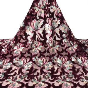 Африканская Бархатная ткань с блестками, вышитая гипюровая бархатная кружевная ткань для платья