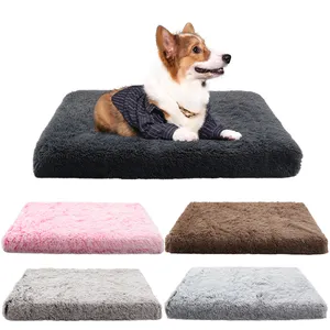 Vente en gros tapis de lit pour chiens de haute qualité, long coussin en peluche lavable pour chiens de taille moyenne, niche Portable, lit en polaire pour chiots