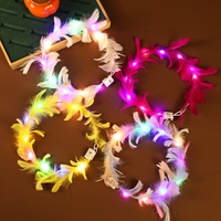 Serre-tête LED lumineux à plumes de poulet, thème forêt, accessoire capillaire pour enfants, idéal pour la nuit et les spectacles, pour le marché transfrontalier