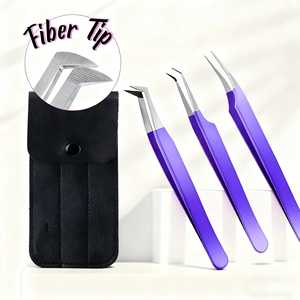 แหนบปลายแหลมสำหรับต่อขนตาแบบเส้นใยสีดำ ความแม่นยำสูง ขายส่ง ผลิตจากสแตนเลส 410  รับสกรีนโลโก้ฟรี - Product Image 1