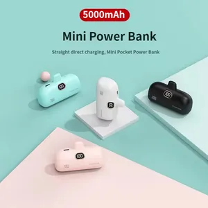 Power Bank Mini 20W 5000mAh, layar LED Digital PD USB Tipe C pengisian daya Cepat kapsul perjalanan portabel kecil saku beberapa warna