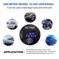 Voltmètre de voiture étanche DC12V, affichage numérique LED rond avec interrupteur tactile, affichage numérique uniquement