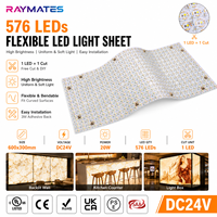 Panneau lumineux LED flexible et découpable haute densité, haute luminosité, 24V, 2300LM, 576 LED, 1x2 pieds, personnalisable, pour marbre