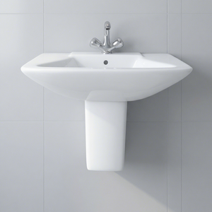 Lavabo en céramique moderne de style antique, demi-piedestal, rectangulaire, pour usage hospitalier, à poser sur le dessus - Product Image 1
