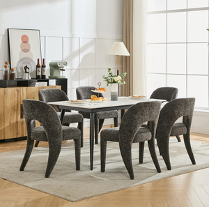 Ensemble de 2 chaises de salle à manger modernes en chenille grise imperméables avec dossier pour la maison, le bureau et l'appartement - Product Image 1