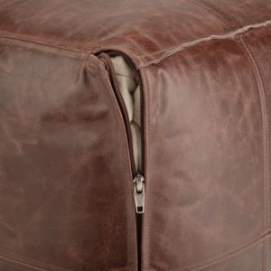 Puf Cuadrado Db Sheffield, Taburete Otomano de Cuero Marrón para Sala de Estar, Muebles para el Hogar, Diseño Moderno y Antiguo - Product Image 4