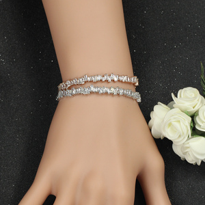 7mm Irregular Rectangle Cubic Zircon Iced Out <strong>Stack</strong> Adjustable Open Cuff Bracelet <strong>Bangle</strong> for Women Jewelry Accessories - Product Image 3