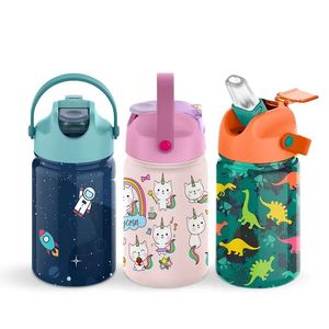 Bouteille d'eau isotherme portable en acier inoxydable pour enfants, 350 ml/450 ml, avec couvercle à paille, personnalisable avec logo – Meilleures ventes - Product Image 2