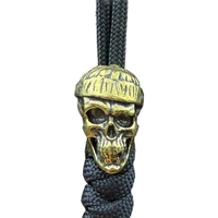 Perles en laiton texturé marteau tête de mort pour paracorde, pendentifs rétro EDC pour cordon de parapluie, accessoires faits main pour bracelet DIY