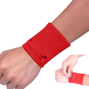 สายรัดข้อมือผ้าฝ้ายแบบมีซิป ซับเหงื่อ นุ่มสบาย สำหรับออกกำลังกาย วิ่ง และเล่นกีฬา มีช่องใส่ของ - Product Image 1