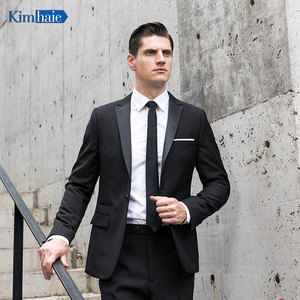 Blazer de smoking noir ajusté à simple boutonnage pour homme, idéal pour les dîners et les mariages, avec poche pour billet – Meilleure vente - Product Image 1