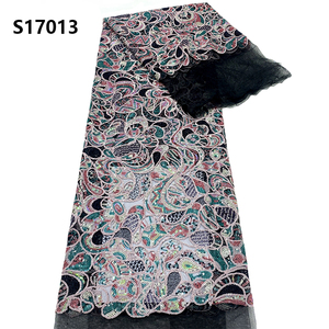 CHOCOO, superventas, tela de encaje de lentejuelas de red de tul de lujo, tela de encaje bordado con lentejuelas Multicolor - Product Image 4