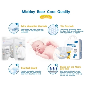 Pañales Desechables para Bebés y Niños Midday Bear, de Alta Calidad, Semicompresos, de Secado Rápido, Proveedor de Fábrica en China - Product Image 5