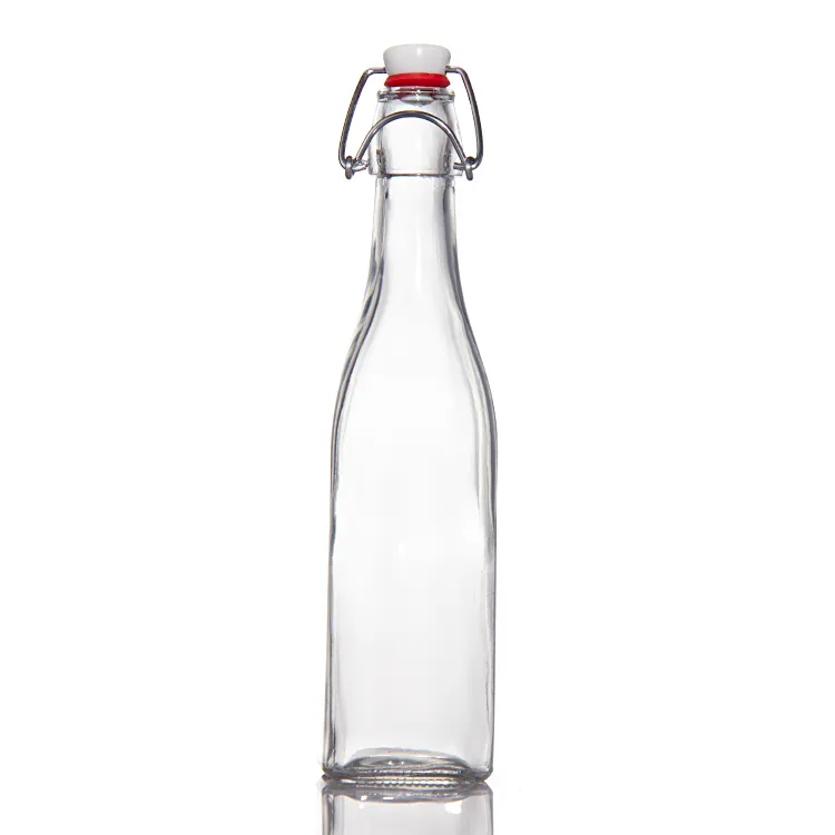 زجاجة مشروبات مخصصة زيت الخل كومبوتشا زجاجة ماء زجاجية تتأرجح أعلى زجاجة تخمير مع سدادة